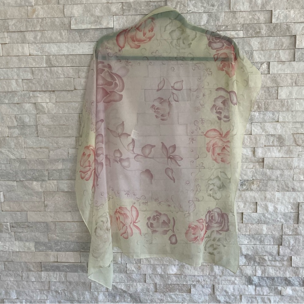 Laura Ashley pastel scarf- almost square. 32 x 34 inches